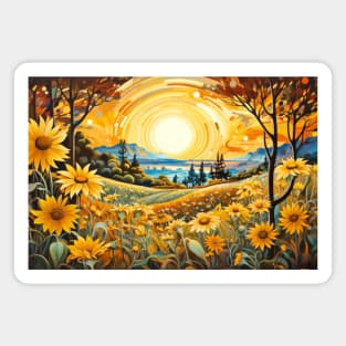 Countryside Concept Abstract Colorful Scenery Painting Magnet